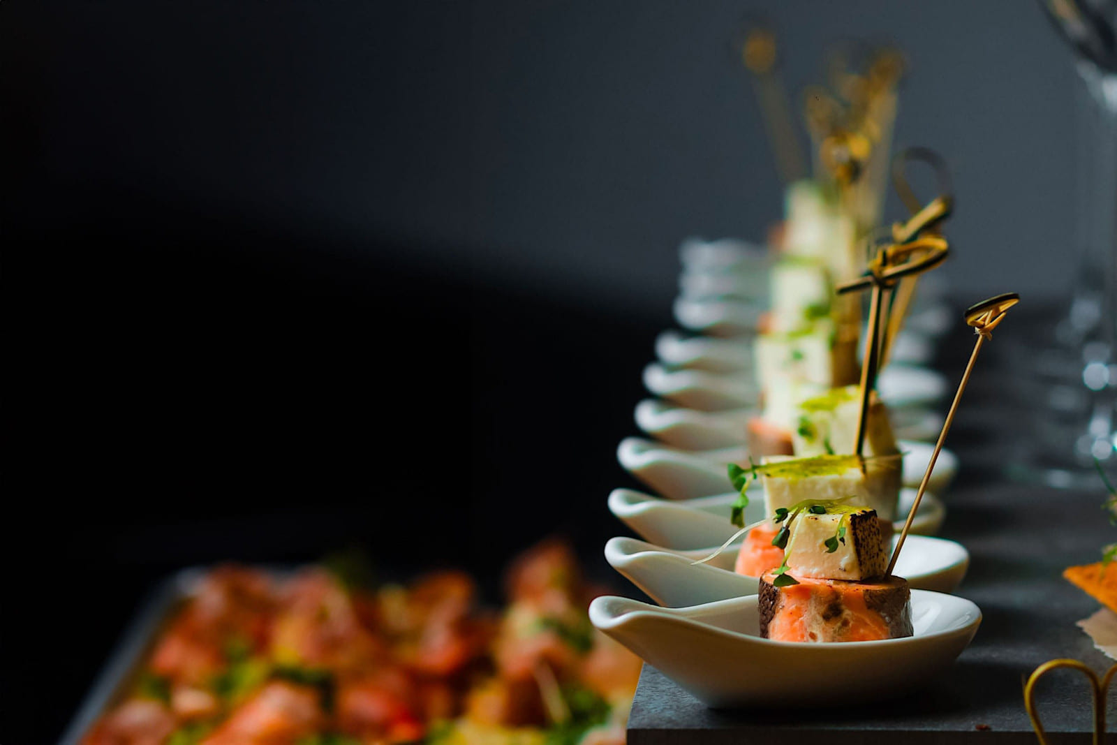 Cocktail dînatoire dressé, chef à domicile AMC Traiteur, Pays de Retz